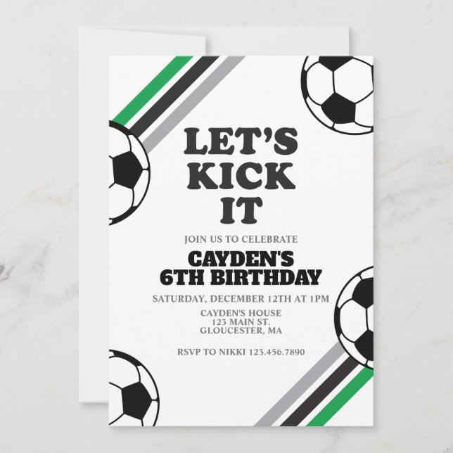 Invitation Anniversaire de foot Let's Kick It (Devant)