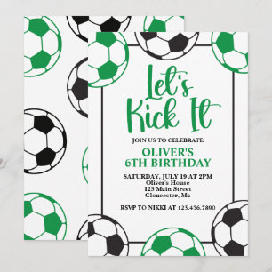 Invitation Anniversaire de foot vert et noir