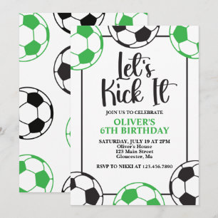 Invitation Anniversaire de foot vert et noir
