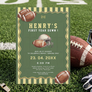 Invitation Anniversaire de Foot Vintage Garçon 1re Année