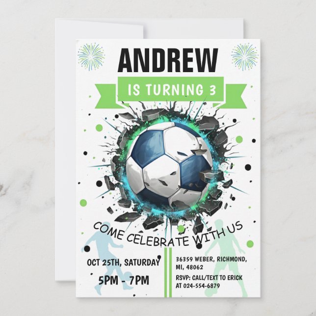 Invitation anniversaire de football à imprimer (Devant)