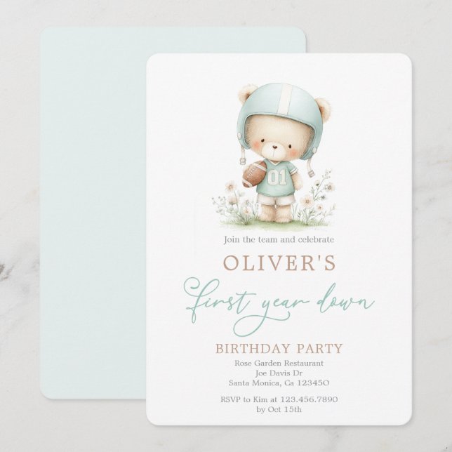 Invitation Anniversaire de football de première année (Devant / Derrière)