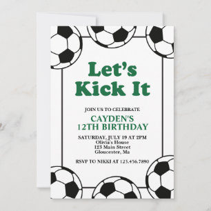 Invitation Anniversaire de football noir et vert