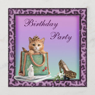 Invitation Anniversaire de fourrure de princesse Kitten