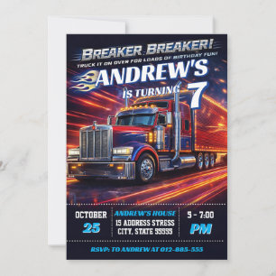 Invitation Anniversaire de garçon avec gros camion personnel