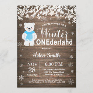 Invitation Anniversaire de garçon d'ours blanc d'Onederland