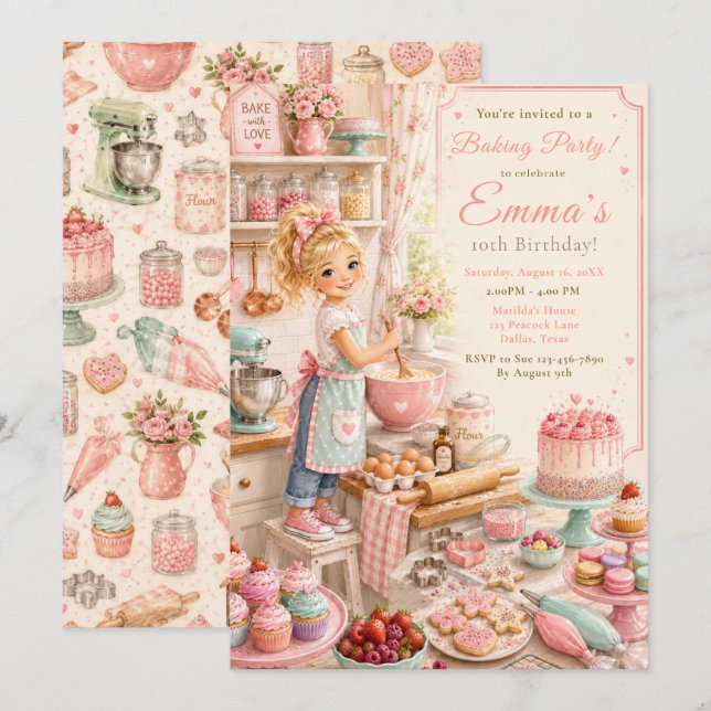 Invitation Anniversaire de gâteau pour enfants (Devant / Derrière)