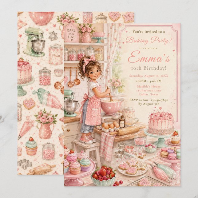 Invitation Anniversaire de gâteau pour enfants (Devant / Derrière)