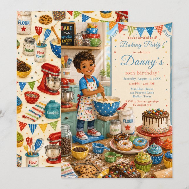 Invitation Anniversaire de gâteaux pour enfants (Devant / Derrière)