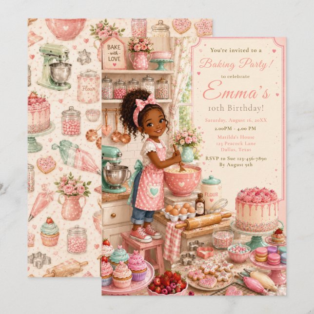 Invitation Anniversaire de gâteaux pour enfants (Devant / Derrière)