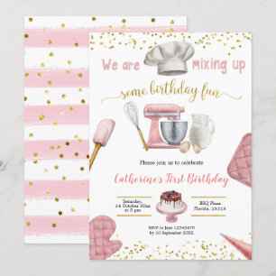 Invitation Anniversaire de Girl Pink Baking