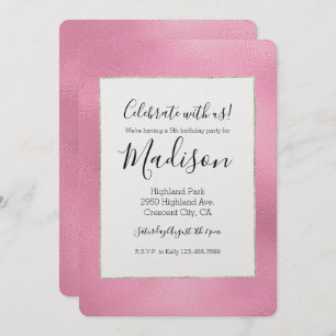 Invitation Anniversaire de Glam Pink Ombre