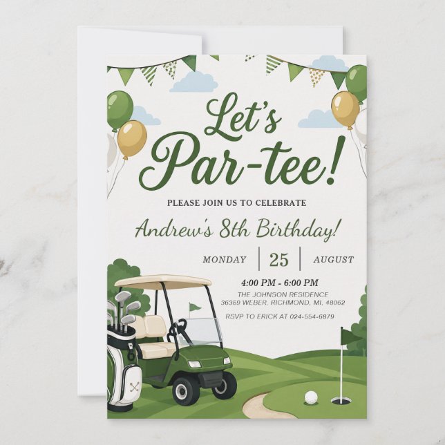 Invitation Anniversaire de golf personnalisé (Devant)