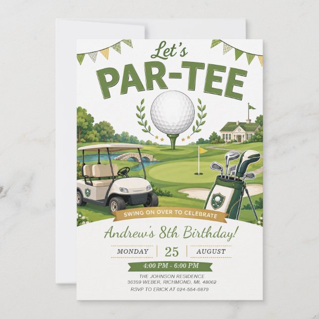 Invitation Anniversaire de golf personnel (Devant)