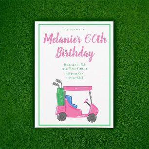 Invitation anniversaire de golf rose élégant