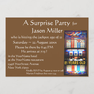 Invitation Anniversaire de gros lot de machine à sous 21ème