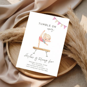 Invitation Anniversaire de gymnaste à l'aquarelle rose