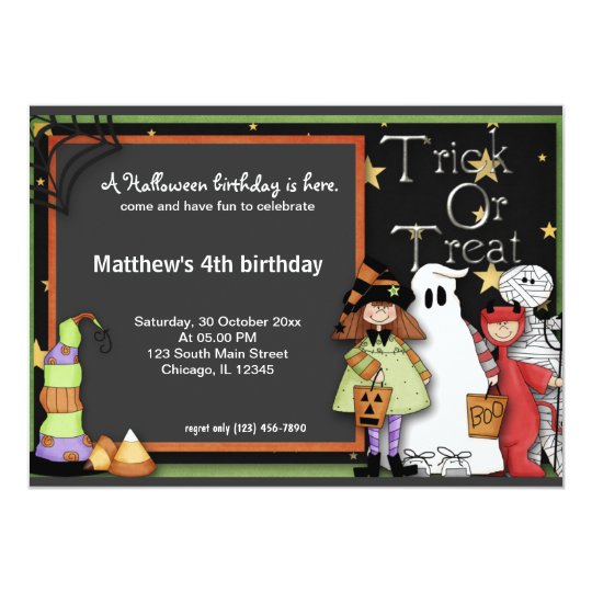 Invitation Anniversaire De Halloween De Des Bonbons Ou Un Zazzle Fr