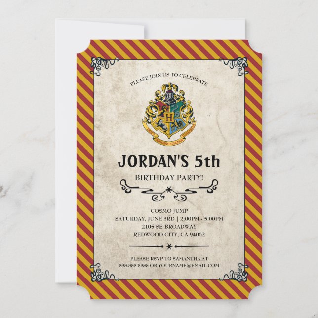 Invitation Anniversaire de Harry Potter (Devant)