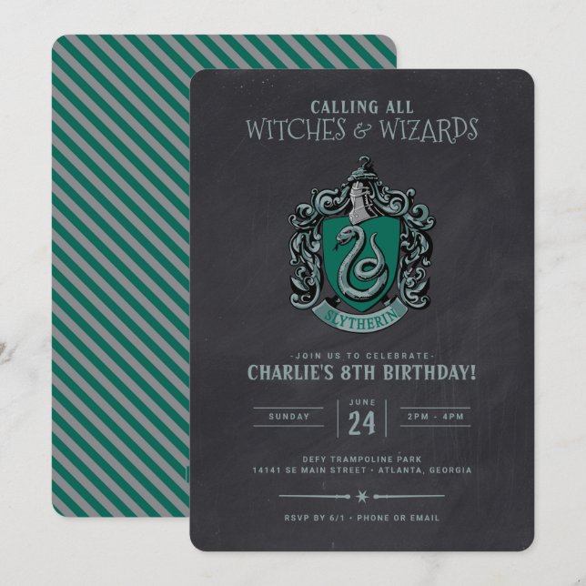 Invitation Anniversaire de Harry Potter | Chalboard de lyther (Devant / Derrière)