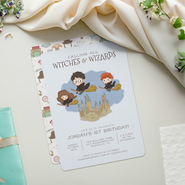 Invitation Anniversaire de Harry Potter et Hogwarts (Card on table)