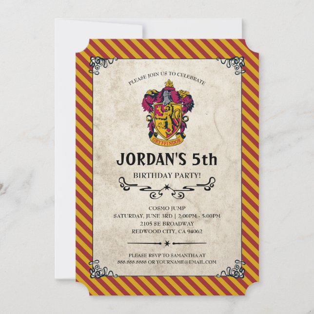 Invitation Anniversaire de Harry Potter | Gryffindor (Devant)