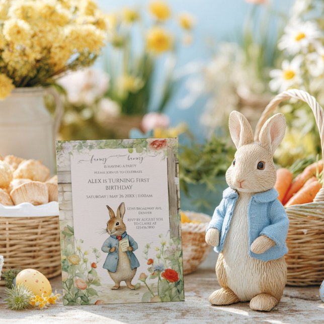 Invitation Anniversaire de jardin de lapin vintage (Créateur téléchargé)
