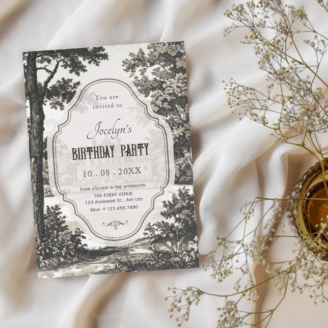 Invitation Anniversaire de jardin vintage (Créateur téléchargé)