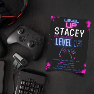 Invitation anniversaire de jeu vidéo modifiable