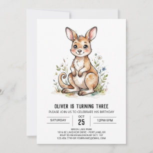 Invitation Anniversaire de Kangourou Brun Terreux