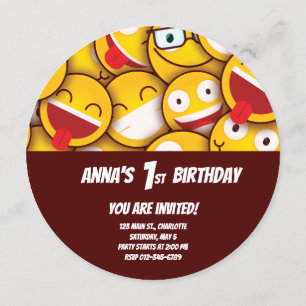 Invitation Anniversaire de Kawaii Cute Emoji Emoticon