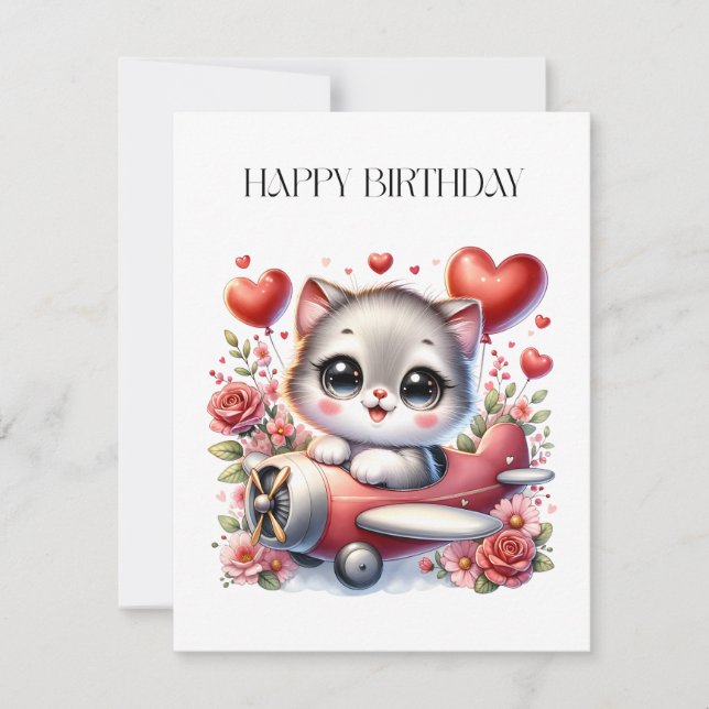 Invitation Anniversaire de Kitten Pilot (Devant)