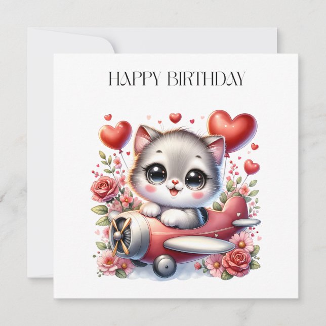 Invitation Anniversaire de Kitten Pilot (Devant)