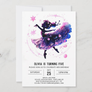 Invitation Anniversaire de la Ballerina imprimable de la dans