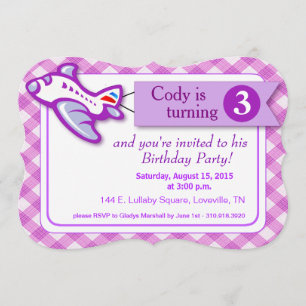 Invitation Anniversaire de la bannière En vichy  lavande