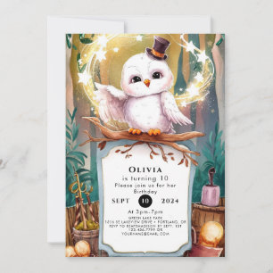 Invitation Anniversaire de la Chouette des bois Pastel