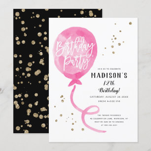 Invitation Anniversaire de la Confetti d'or de ballons d'eau 
