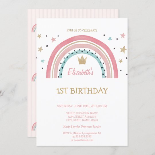 Invitation Anniversaire De La Couronne Arc En Ciel Zazzle Fr