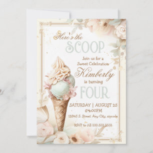 Invitation Anniversaire de la crème glacée vintage crème glac
