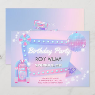 Invitation Anniversaire de la discothèque rétro holo