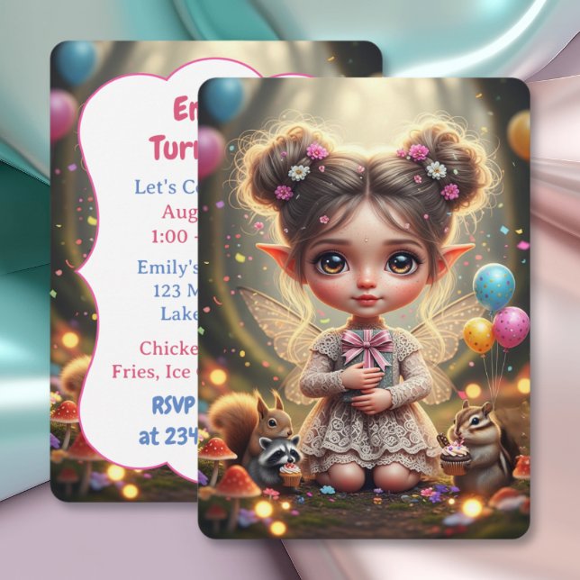 Invitation Anniversaire de la Fée Chibi de la Forêt Enchantée (Créateur téléchargé)