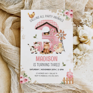 Invitation ANNIVERSAIRE DE LA FERME Animaux de la ferme 3e in