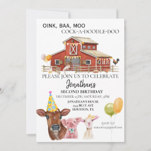 Invitation Anniversaire de la ferme Aquarelle de vache Grange