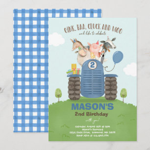 Invitation Anniversaire de la ferme Boy Old MacDonald Barnyar