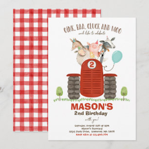 Invitation Anniversaire de la ferme Boy Old MacDonald Barnyar