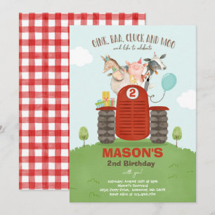 Invitation Anniversaire de la ferme Boy Old MacDonald Barnyar