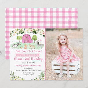 Invitation Anniversaire de la ferme rose