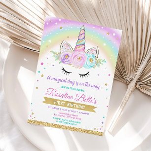 Invitation Anniversaire de la fête de la licorne de l'arc-en-
