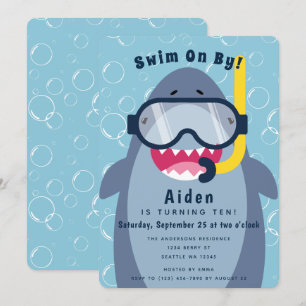 Invitation Anniversaire de la fête de la piscine aux requins