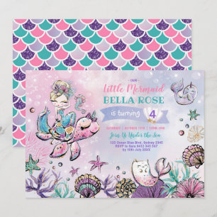 Invitation Anniversaire de la fête de la piscine aux sirènes
